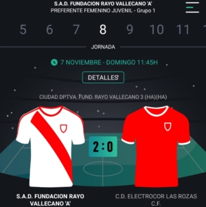 Rayo Femenino Juvenil A  2-0 CD Electrocor Las Rozas. Y las guerreras dieron la cara